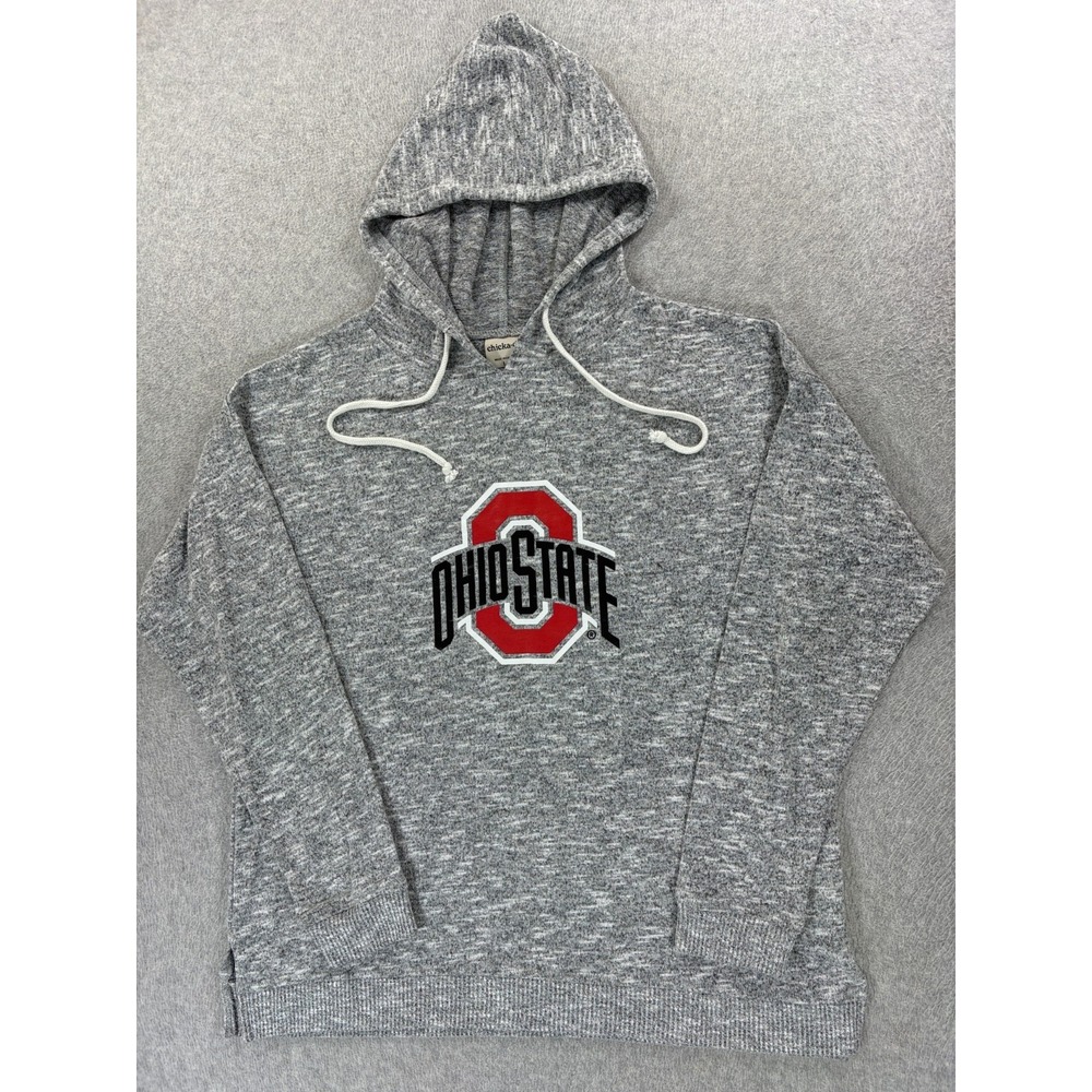 Ohio State Buckeyes Screened Logo Campus Hoodie Pullover (Women's Large) Gray